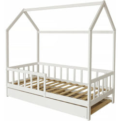 Lit cabane enfant avec tiroir 'Paloma' - 90 x 190 cm - Blanc