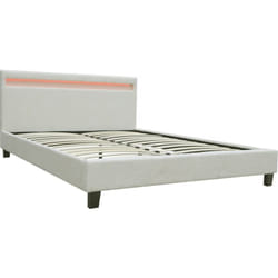 Lit tissu bouclette avec led 'Maria' 140x190cm - Crème
