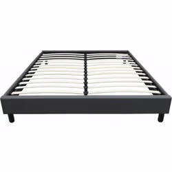 Sommier "Andy" - 140 x 190cm - Anthracite - Gris - Structure en contreplaqué - Tissu en lin. Sommier "Andy" - 140 x 190 cm -  ...