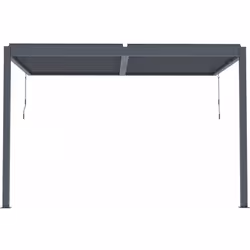 Habitat Et Jardin Pergola Bioclimatique Adossée Avec Led "windsor" - 3 X 4 M - Anthracite