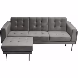 Canapé "Noé" - 3 Places - Gris - Velours Découvrez le canapé gris 3 places en velours avec pouf, ultime pour votre salon ! Av ...