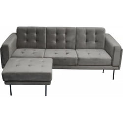 Canapé d'angle reversible en velours 'Noé' - 3 places - Gris