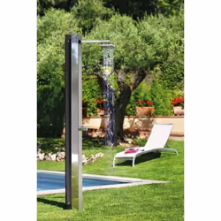 Douche solaire piscine "Niagara" - Hauteur : 215.7 cm - Acier - Capacité : 30 L - Matière : acier inoxydable AISI-304 poli -  ...