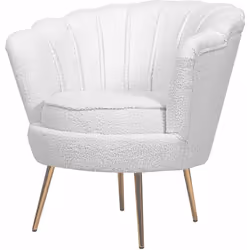 Fauteuil bouclette en forme de coquillage "Floria" - 75 x 68 x 77.5 cm - Blanc Fauteuil "Floria bouclette" Le Fauteuil "Flori ...