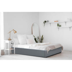 Lit simple en pvc avec coffre 'Ava' - 90 x 190 cm - Gris