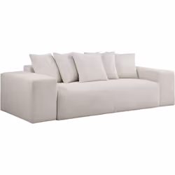 Palozi Sofa Canapé Fixe 3 Places En Velours Côtelé "rivoli" - Beige