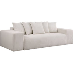Palozi Sofa Canapé Fixe 3 Places En Velours Côtelé "rivoli" - Beige
