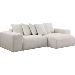 Palozi Sofa Canapé D'angle En Velours Côtelé "rivoli" - 312 X 176 X 49 Cm - Beige