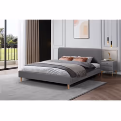 Description générale Le lit double scandinave 'Louise' en tissu gris est une pièce élégante qui transforme l'expérience du so ...