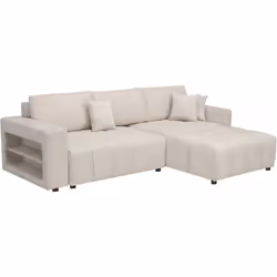 Palozi Sofa Canapé D'angle Convertible Tissu Chenille 3 Places - "trocadero" - Crème