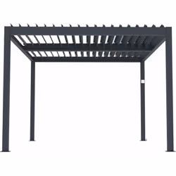 Pergola bioclimatique en aluminium - Electrique - LED intégrée tout autour de la pergola - Dimensions :300 x 400 x 220 cm - M ...