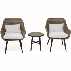 Ensemble de fauteuil de jardin en résine tressée "Amber" - 3 pièces - Marron -2 fauteuil et une table basse noir Ensemble de  ...