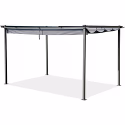 Tonnelle avec toile coulissante - 3 x 4 m - Métal - Anthracite - Rétractable - Poteaux 60 x 60 mm Pergola avec toit rétractab ...