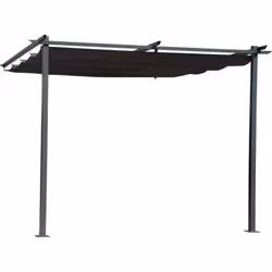 Pergola adossée toit rétractable - 3 x 3 m - gris anthracite : La pergola adossée avec toit rétractable , mesurant 3 x 3 m et ...