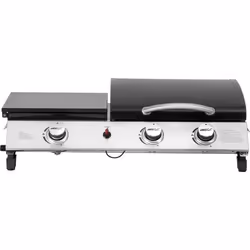 Habitat Et Jardin Plancha Gaz Avec Couvercle "rasio" - 7.5 Kw - 3 Brûleurs - Noir