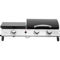 Habitat Et Jardin Plancha Gaz Avec Couvercle "rasio" - 7.5 Kw - 3 Brûleurs - Noir