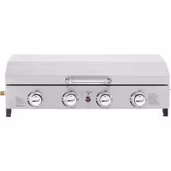 Habitat Et Jardin Plancha Gaz 4 Bruleurs Avec Couvercle "fasto" - 10 Kw - Gris