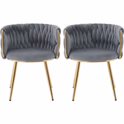 Lot de 2 chaises de salle à manger "Isa" - Gris: La chaise de salle à manger "Isa" est une pièce élégante et confortable, sa  ...