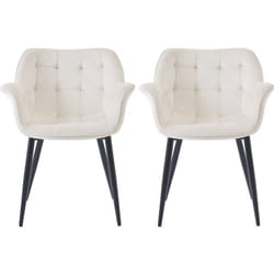 Lot de 2 chaises de salle à manger en velours 'Salomé' - Beige