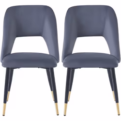 Lot de 2 Chaises en velours "Coralie" - Gris : Découvrez le summum du confort et du style avec notre lot de deux chaises en v ...