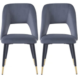Lot de 2 chaises en velours 'Coralie' - Gris