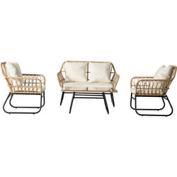 Habitat Et Jardin Salon De Jardin Rotin "melo" - 4 Personnes - Blanc/marron