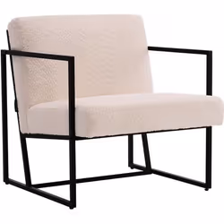 Palozi Home Fauteuil "kennedy" En Velours Et Métal - 73. 5 X 75.5 X 81 Cm - Crème