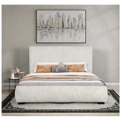Lit double en velours côtelé "Montana" - 180 x 200 cm - Beige