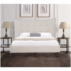Lit double avec tête de lit style coussin en tissu "Aspen" - Dimensions du couchage: 160 x 200 cm - Dimensions du lit: 216 x  ...