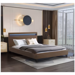 Lit LED "Maria" 2 personnes - Noir - Fourni avec LED et sommier - Dimensions matelas : 140 x 190 cm (non fourni) - Fonction L ...