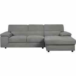 Canapé d'angle droit en tissu chenille "London" - 4 places - Gris - Dimensions : 266 x 166 x 70 cm Canapé d'angle droit en ti ...