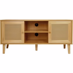 Palozi Home Meuble Tv Scandinave En Cannage "iguane" - 120 X 30 X 56.5 Cm - Marron