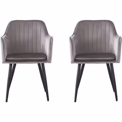 Habitat Et Jardin Lot De 2 Chaises "velma" En Velours Avec Accoudoirs - Gris