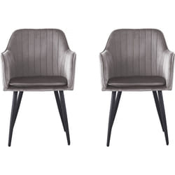 Habitat Et Jardin Lot De 2 Chaises "velma" En Velours Avec Accoudoirs - Gris