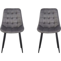 Lot de 2 chaises 'Victoria' en velours - Gris