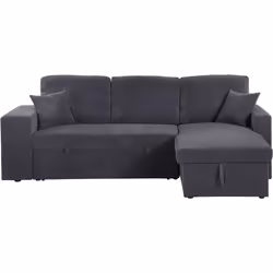 Habitat Et Jardin Canapé D'angle En Velours Côtelé Convertible/réversible "axel" - 3 Places - Gris