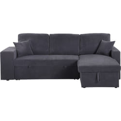 Habitat Et Jardin Canapé D'angle En Velours Côtelé Convertible/réversible "axel" - 3 Places - Gris