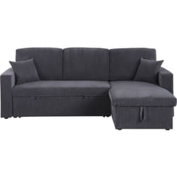 Canapé d'angle convertible en velours côtelé 'Alain' - 3 places - Gris