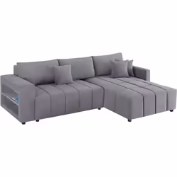 Palozi Sofa Canapé D'angle Convertible Tissu Chenille 3 Places - "trocadero" - Gris