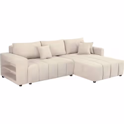 Palozi Sofa Canapé D'angle Convertible Tissu Chenille 3 Places - "trocadero" - Beige
