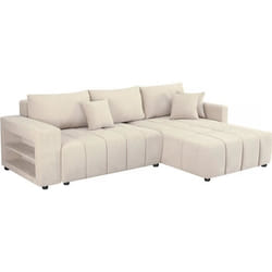 Palozi Sofa Canapé D'angle Convertible Tissu Chenille 3 Places - "trocadero" - Beige