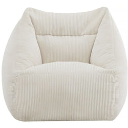 Pouf en velours côtelé "Medellin" - Beige - 85 x 85 x 72 cm