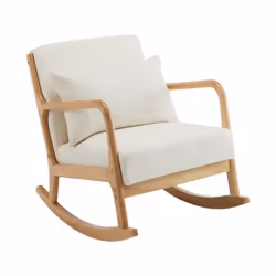 Palozi Home Fauteuil à Bascule Style Scandinave Bouclette Et Bois " Clinton " - Beige