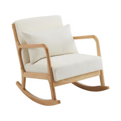 Palozi Home Fauteuil à Bascule Style Scandinave Bouclette Et Bois " Clinton " - Beige