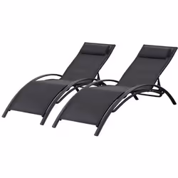 Lot de 2 bains de soleil en aluminium Beauty Phoenix Noir