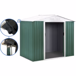 Abri de jardin métal 4,07 m² avec gouttière - "Rosas" Offrez à votre jardin une protection optimale contre les intempéries av ...