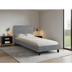 Lit en velours côtelé 'Ambre' - 90 x 190 - Gris