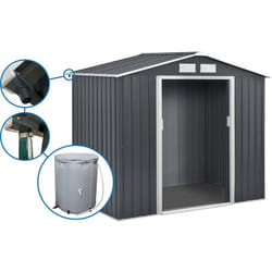 Habitat Et Jardin - Abri de jardin métal - 'Vegas' - 5.29 m² avec gouttière et récupérateur d'eau - Gris