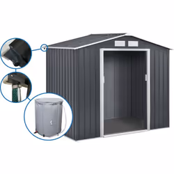 Abri de jardin métal 4.07 m² avec gouttière et récupérateur d'eau - "Vegas" : Découvrez l'Abri de jardin métal " Vegas" , un  ...