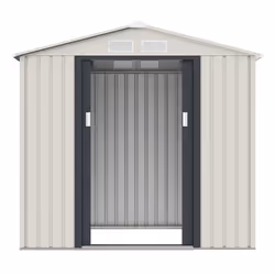 Habitat Et Jardin Nebraska, Abri en métal, Double, Toit à pignon, Gris, Acier, Beige